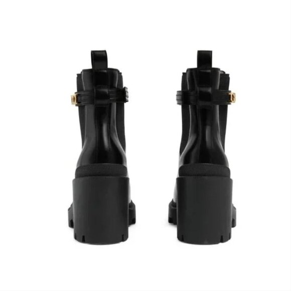 Gucci Trip Ankle Logo Plaque Boots Womens 41.5 11.5 Black Leather Chelsea Combat - Picture 4 of 15